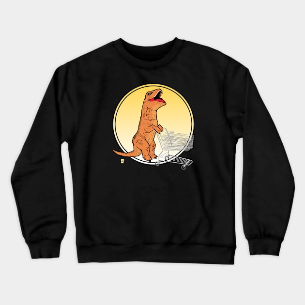 A Great Day for T-rex Shopping for Groceries Crewneck Sweatshirt by frankpepito